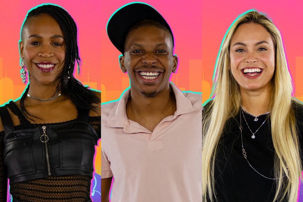 Karol Conká, Lucas Penteado e Sarah Andrade, participantes do 'BBB 21' — Foto:  Divulgação/Globo