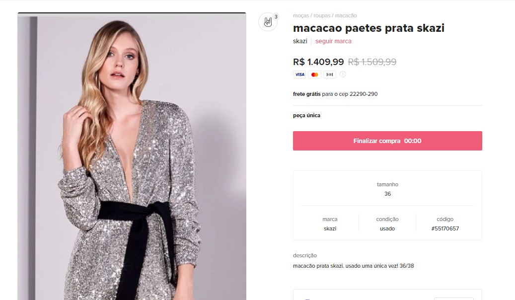 Macacão igual ao usado por Juliette Freite sai por menos da metade do preço em brechó online (Foto: Reprodução Instagram)