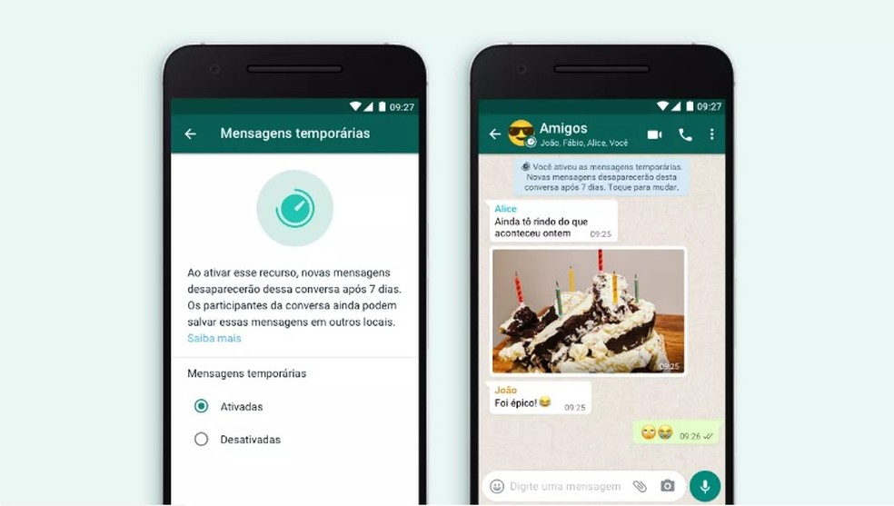WhatsApp lança mensagens temporárias que desaparecem após sete dias — Foto: Divulgação Whatsapp