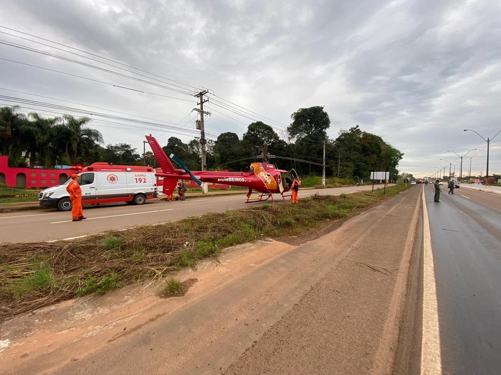 Resgate 04, como helicóptero é chamado, já foi usado para socorrer um acidente real — Foto: Grupo de Operações Aéreas/CBMRO