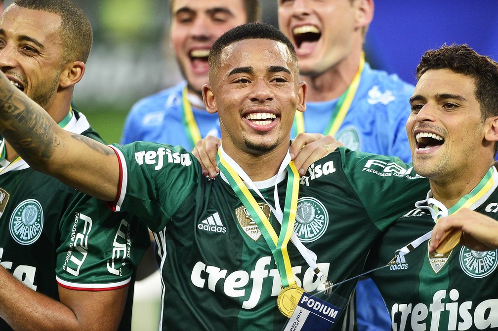 Gabriel Jesus foi campeão brasileiro em 2016 pelo Palmeiras — Foto: Marcos Ribolli