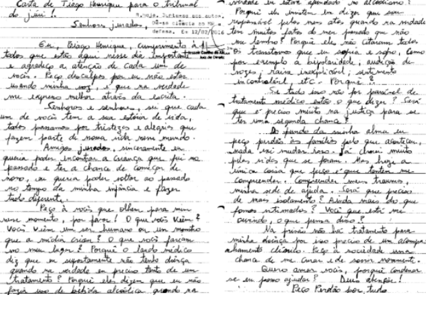 Em carta, Tiago Henrique pede compreensão e chance de recomeçar (Foto: Divulgação/TJ-GO)