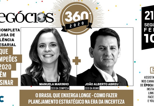 Época Negócios 360o 2020 -- Manuela Marinho e João Alberto Abreu abrem a série "CEO entrevista CEO" (Foto: Ilustração)