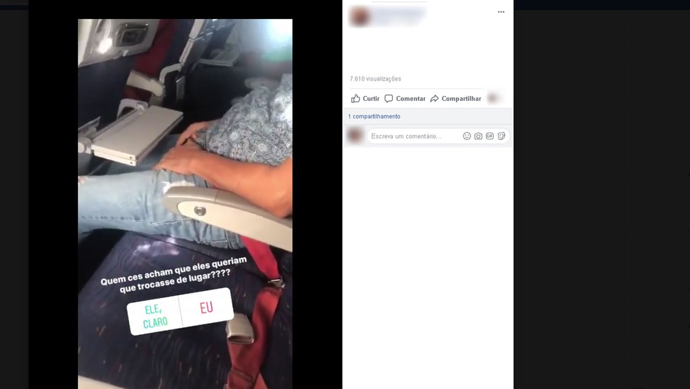 Passageira filma homem se masturbando dentro de avião em voo  (Foto: Reprodução/Facebook)