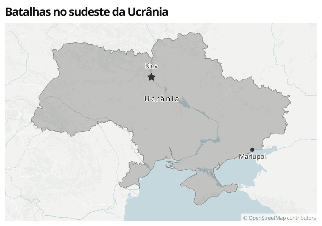 Mapa mostra localização de Mariupol, no sudeste da Ucrânia