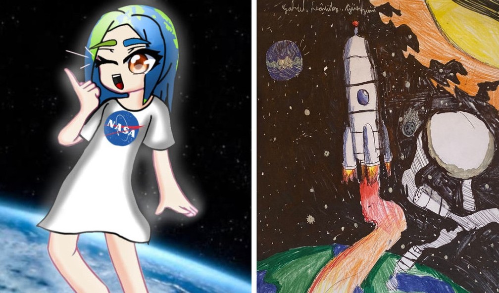 Desenhos de estudantes paranaenses ganham concurso da NASA. — Foto: Arquivo Pessoal/Dumont Escola de Robótica