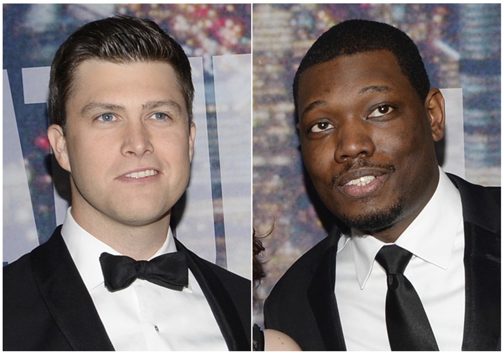 Colin Jost (esquerda) e Michael Che serão anfitriões do Emmy 2017 — Foto: Evan Agostini / AP
