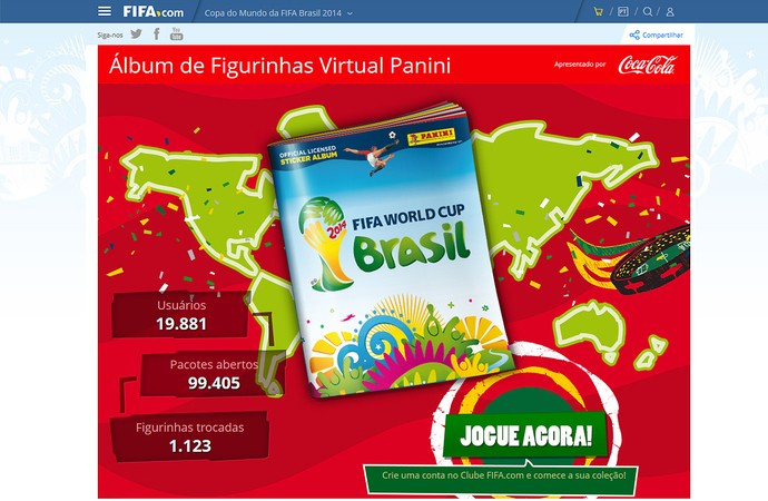 site álbum de figurinhas virtual da Copa do Mundo 2014 (Foto: Reprodução / Fifa.com)