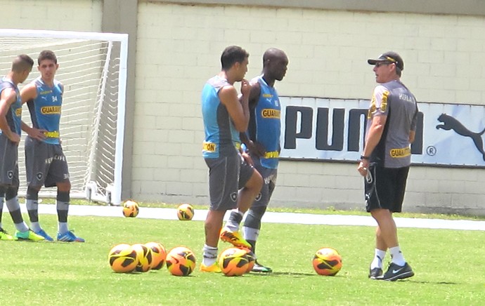 Oswaldo de Oliveira treino Botafogo com jogadores (Foto: Thales Soares)