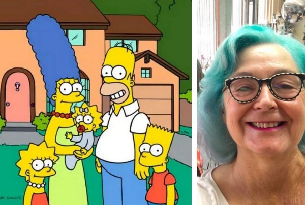 Os Simpsons e a roteirista e ilustradora Mimi Pond (Foto: Reprodução/Facebook)
