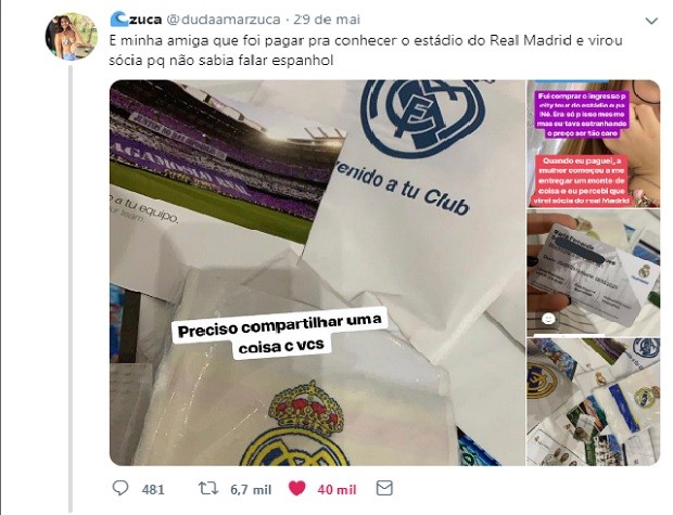 Jovem viraliza na web ao virar sócia do Real Madrid (Foto: Reprodução)