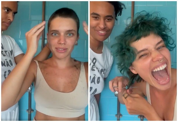 Bruna Linzmeyer raspa o cabelo para viver nova personagem (Foto: Instagram/Reprodução)