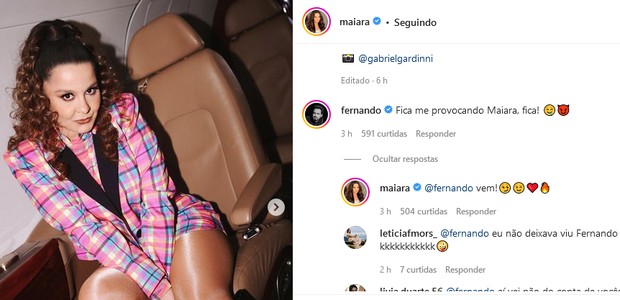 Fernando comenta post de Maiara e se derrete por ela (Foto: Reprodução/Instagram)