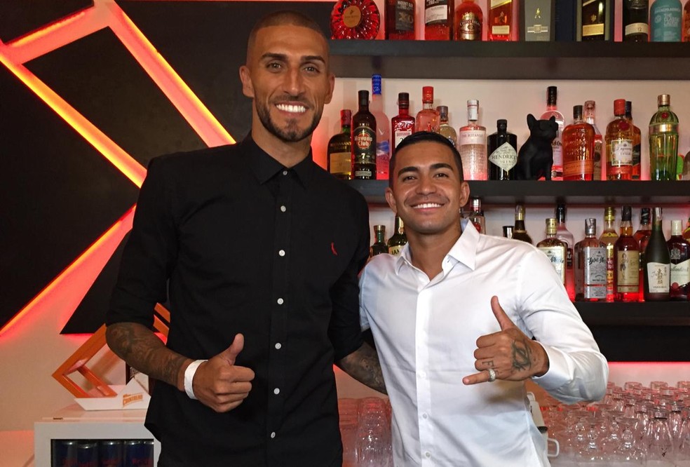 Rafael Marques e Dudu refor&Atilde;&sect;aram amizade nos tempos de Palmeiras &acirc;?? Foto: Felipe Zito