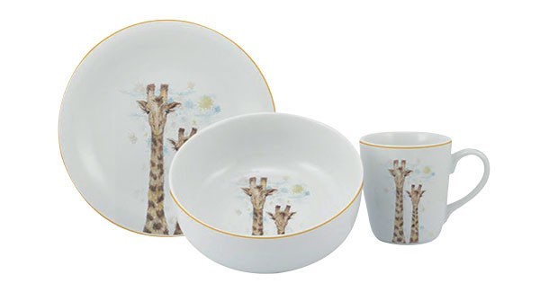 Porcelanas Schmidt, R$ 155. O prato tem 19 cm de diâmetro, o bowl tem capacidade de 700 ML e a caneca de 225 ml (Foto: Divulgação)