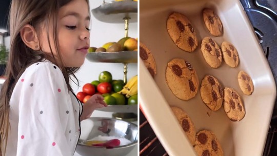 Sabrina Sato mostra manhã na cozinha com Zoe: 'Fazendo cookies'