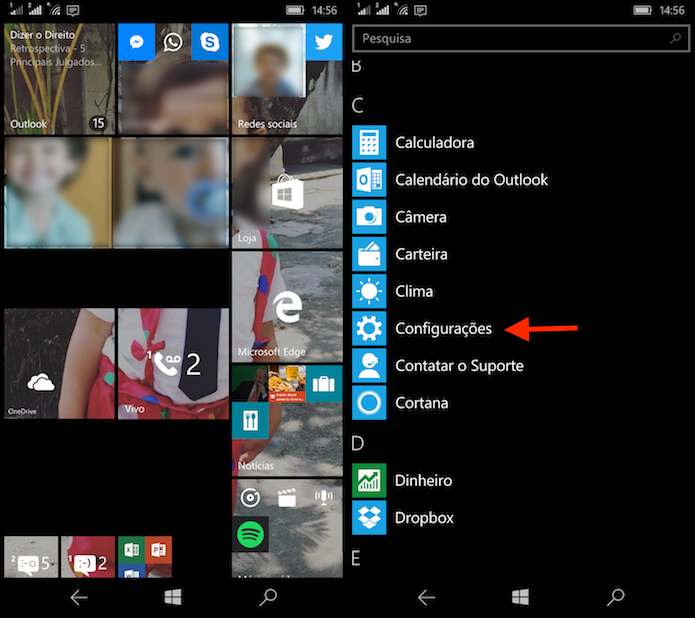 Caminho para acessar as configurações do Windows Phone (Foto: Reprodução/Marvin Costa)