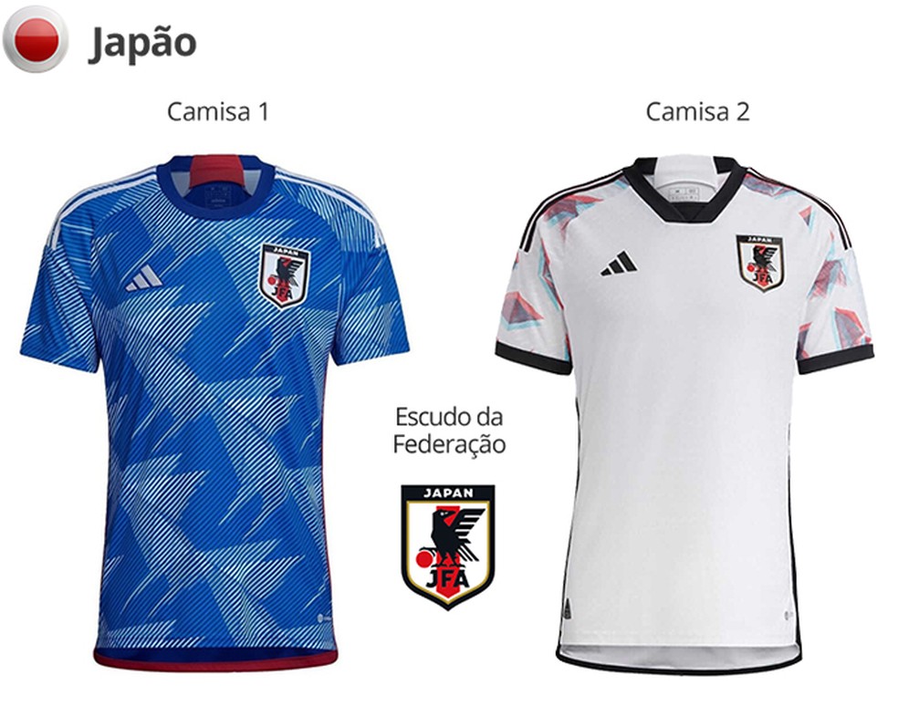 Uniformes do Japão para a Copa do Mundo de 2022 — Foto: Divulgação