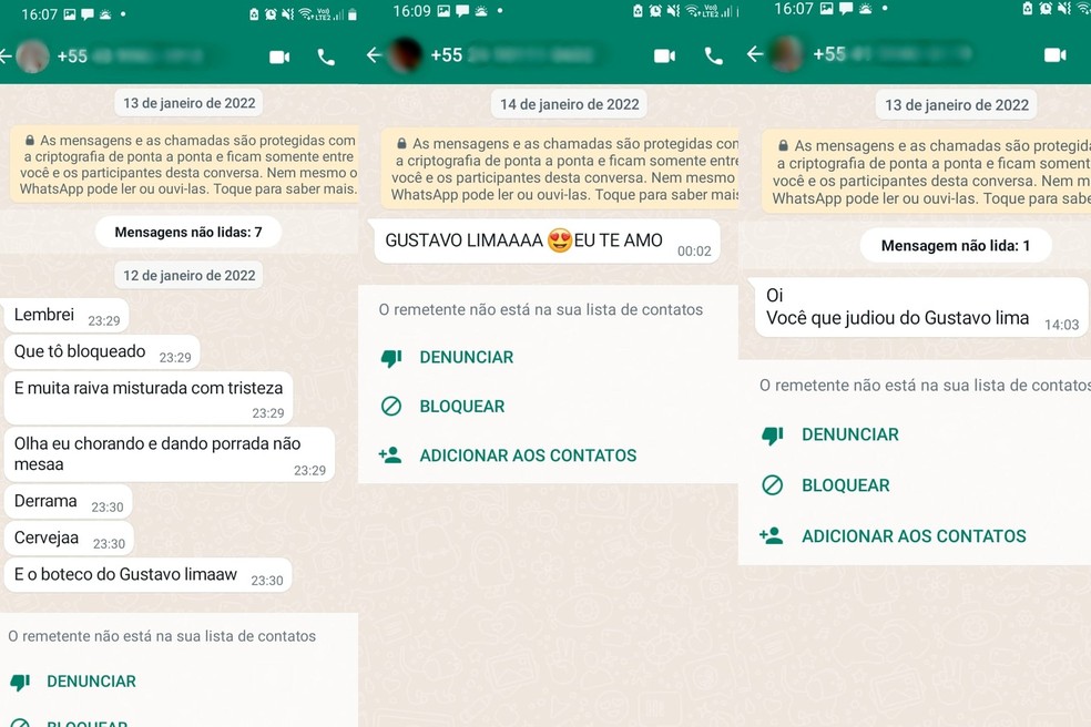 Maria Aparecida Domingos passou a receber mensagens e telefonemas depois de ter número vazado na música 'Bloqueado' — Foto: Reprodução/WhatsApp