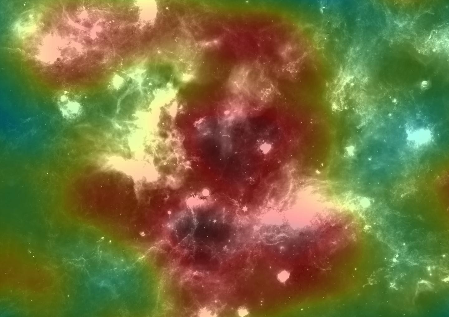 Imagem infravermelha do aglomerado Cygnus OB2, tirada com o Telescópio Espacial Spitzers, da Nasa, que foi desativado no ano passado (Foto: Divulgação/Binita Hona (HAWC Collaboration))