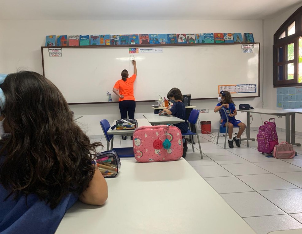 Escolas privadas de Natal foram as primeiras a retomarem aulas presenciais no Rio Grande do Norte, durante a pandemia da Covid-19 — Foto: Anna Alyne Cunha/Inter TV Cabugi