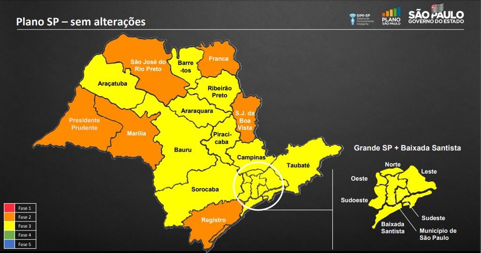 Atualização da 12ª fase do Plano São Paulo — Foto: Reprodução
