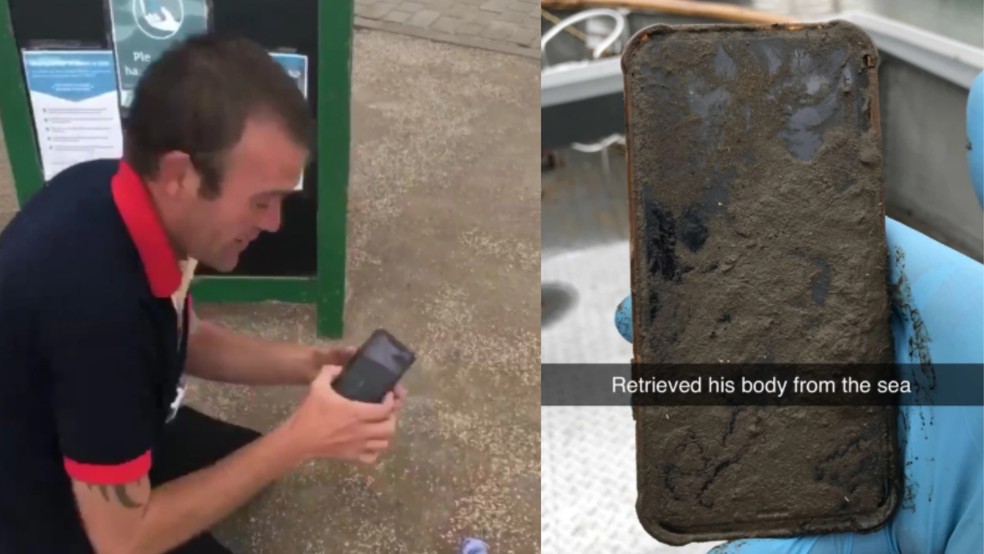 Marinheiro recupera iPhone X depois de seis dias de submerso no oceano — Foto: Reprodução/The Sun