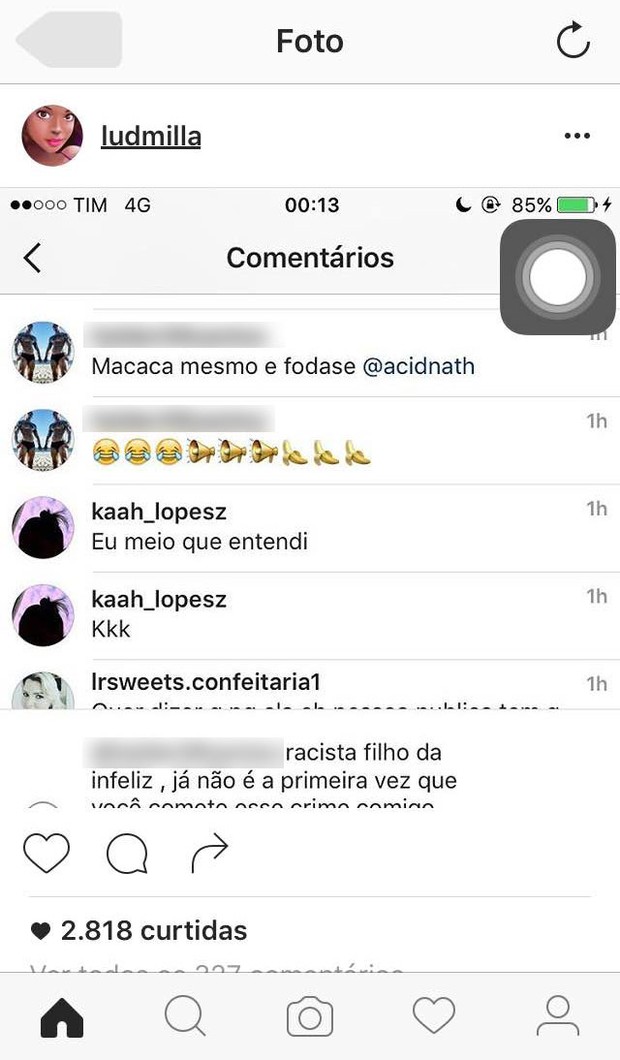 Ludmilla é alvo de comentários racistas (Foto: Reprodução/ Instagram)