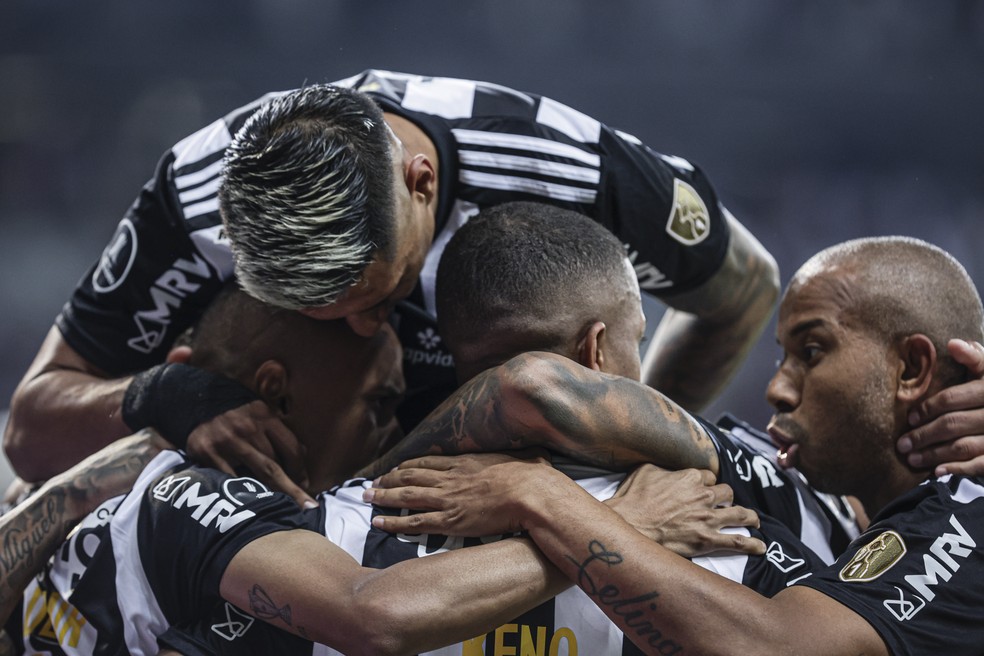 Jogadores do Atlético-MG durante empate com o Palmeiras na Libertadores — Foto: Conmebol 