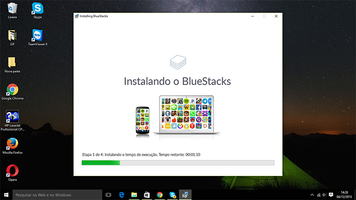 BlueStacks 2 tem quatro etapas de instalações no computador (Foto: Reprodução/Elson de Souza)