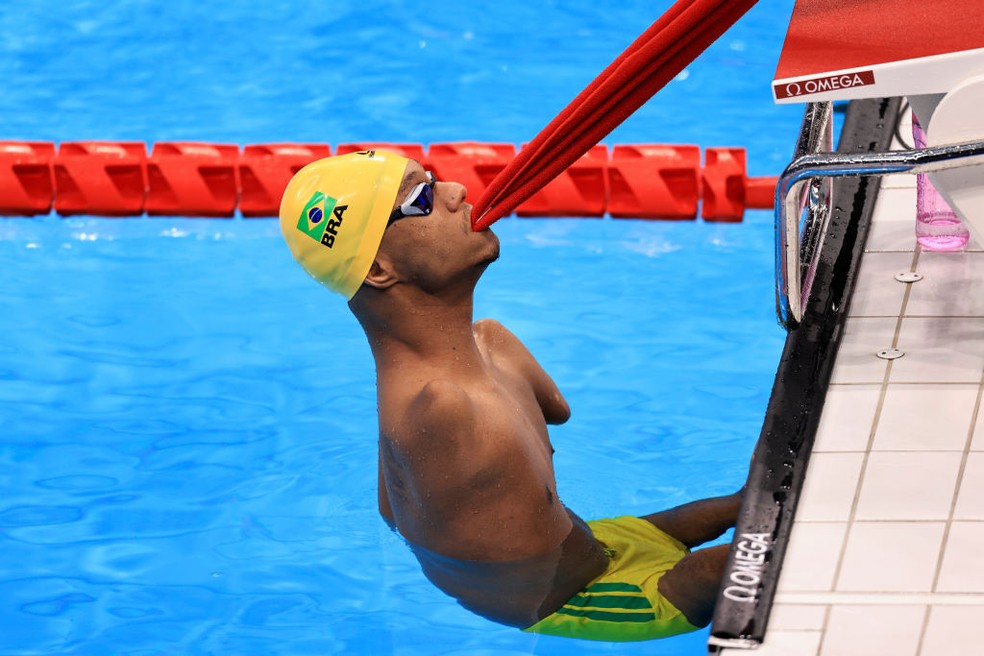 Gabriel Araújo foi prata nos 100m costas S2 em Tóquio — Foto: Buda Mendes/Getty Images