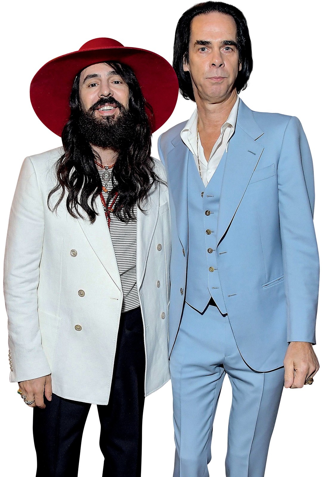 Alessandro Michele e Nick Cave (ambos vestindo Gucci) no Gala do LACMA Art + Film, em Los Angeles (Foto: Getty Images)