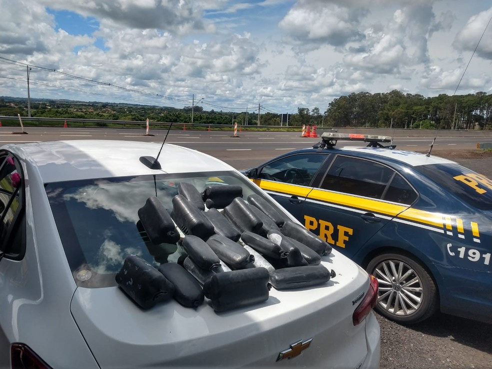 Polícia Rodoviária Federal (PRF) apreendeu tabletes de haxixe em Rio Preto (SP) — Foto: PRF/Divulgação