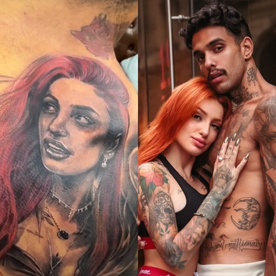 Matheus Sampaio tatua o rosto de Brenda Paixão