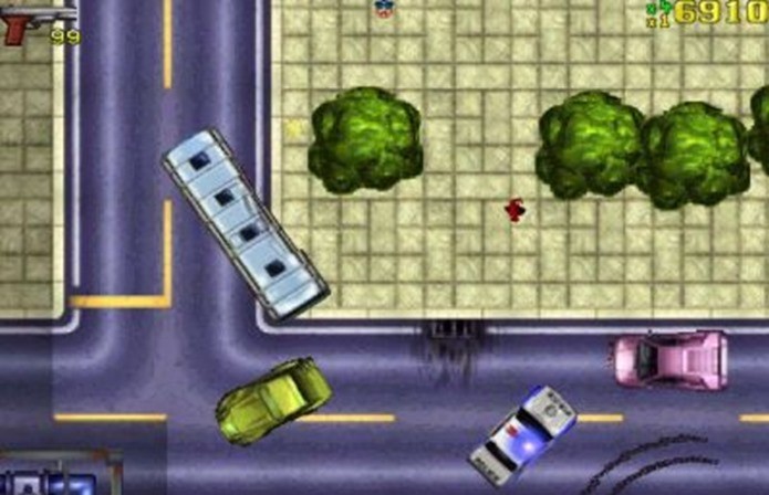 Primeiro jogo de GTA tinha visão aérea e objetos pré-renderizados em 2D (Foto: Divulgação)