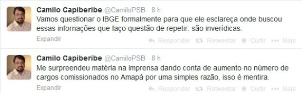 Camilo Capiberibe (PSB) postou questionamento no twitter (Foto: Reprodução/Twitter)