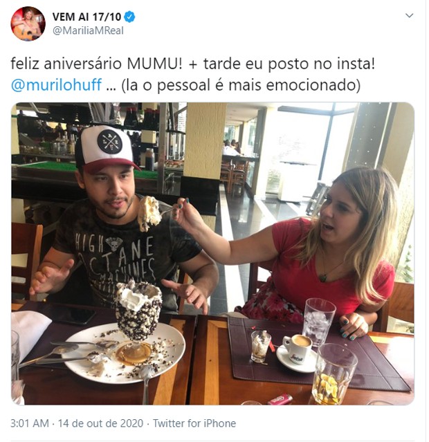 Marília Mendonça parabeniza Murilo Huff (Foto: Reprodução/Twitter)