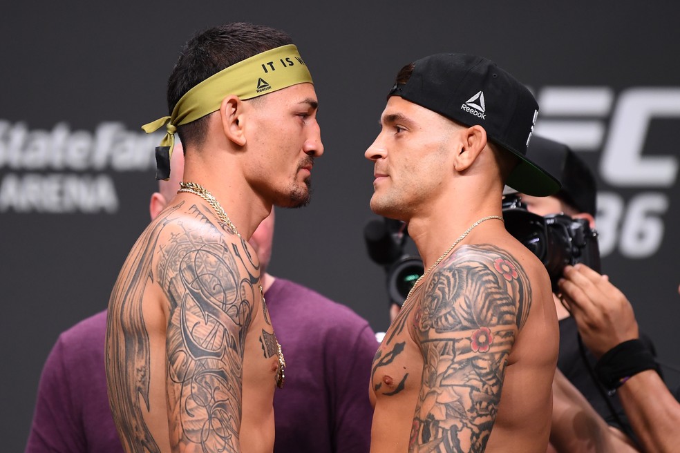 Max Holloway e Dustin Poirier fazem a luta principal do UFC 236 — Foto: Getty Images