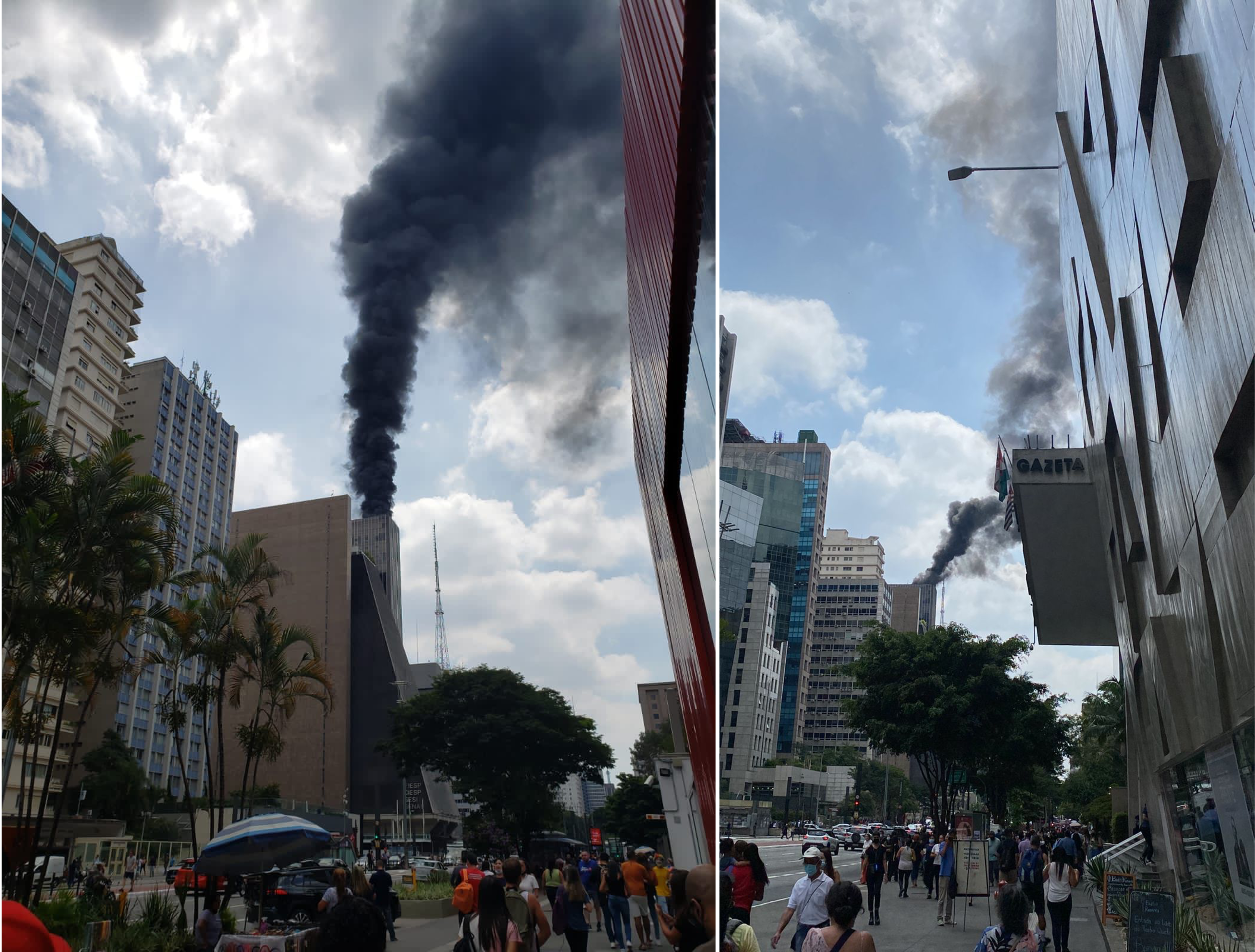 Incêndio atinge prédio na Avenida Paulista; veja vídeos  (Foto: Marina Ruiz Romano)