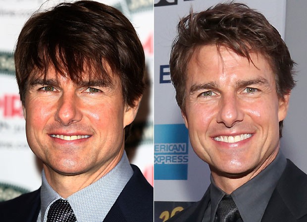 À esquerda, Tom Cruise no dia 30 de março. À direita, o ator em dezembro de 2013 (Foto: Getty Images)