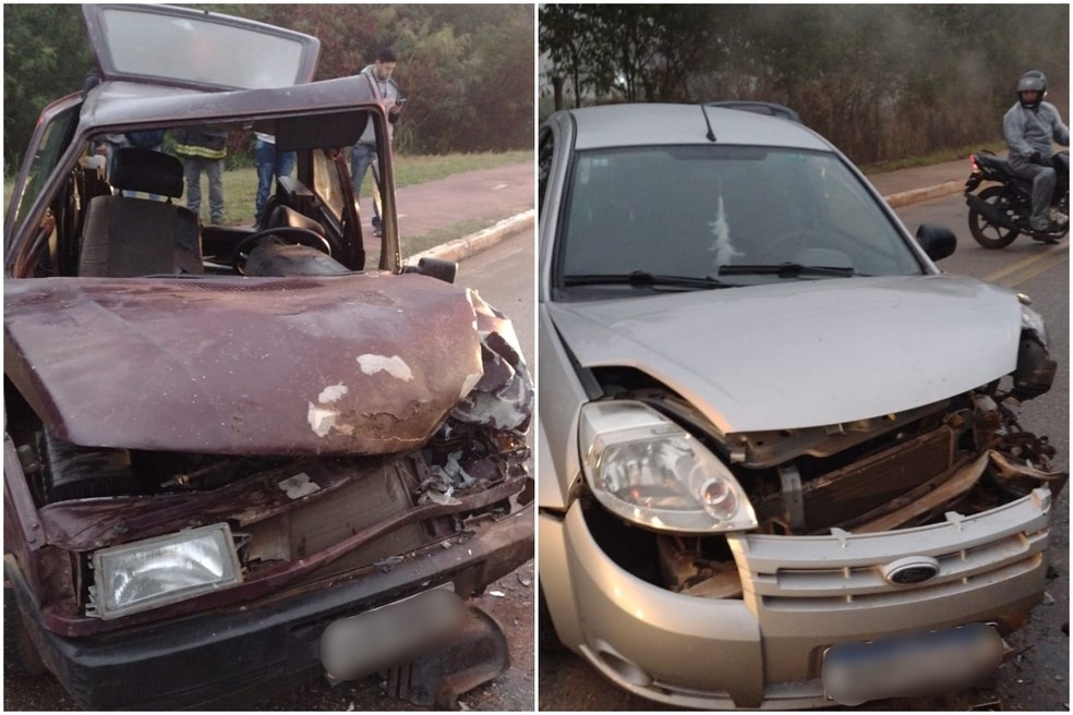 Colisão frontal deixa motorista ferido em Itapetininga — Foto: Corpo de Bombeiros/ Divulgação