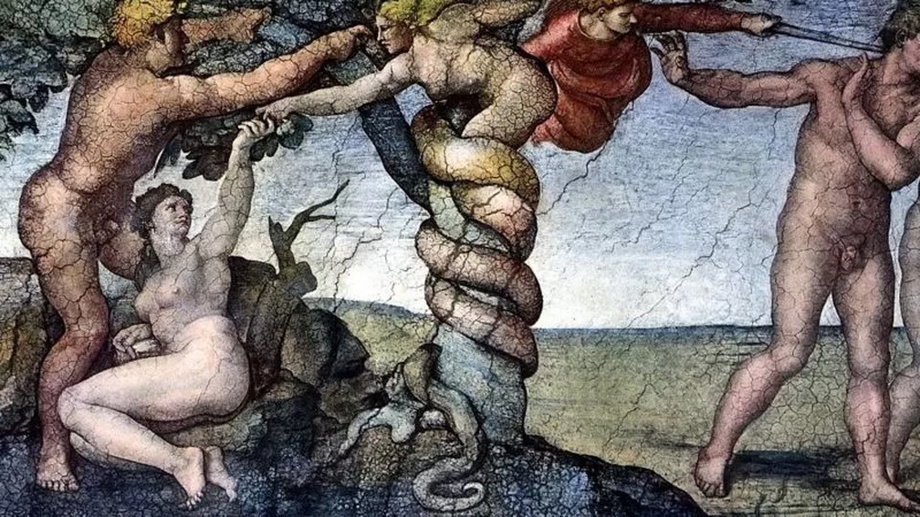 No Renascimento, Michelangelo retratou Lilith na Capela Sistina, enrolada em torno da Árvore do Conhecimento — Foto: GETTY IMAGES