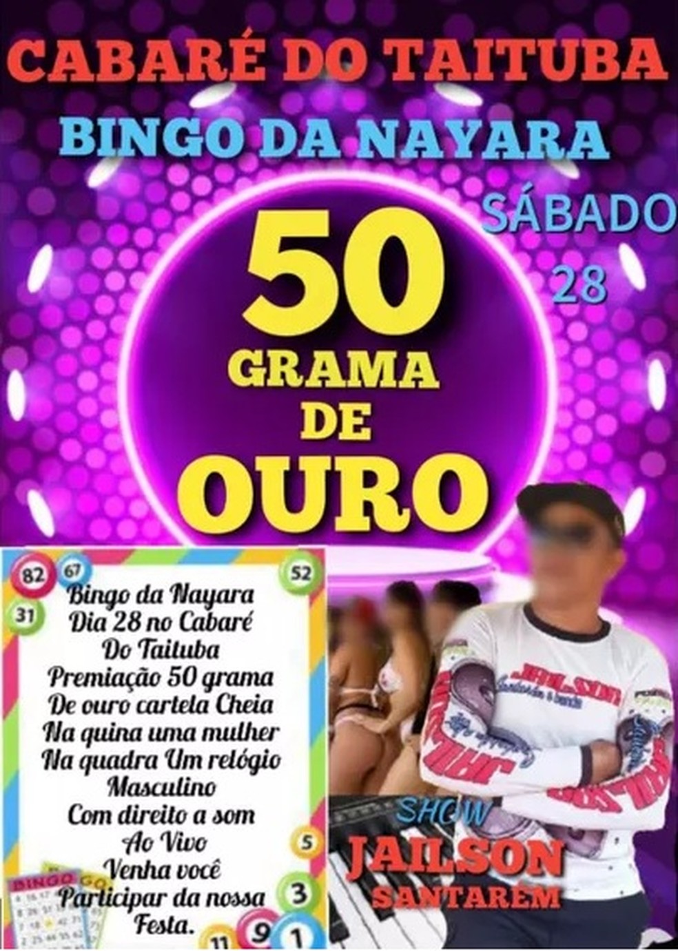 Flyer virtual do "Bingo da Nayara" — Foto: Reprodução