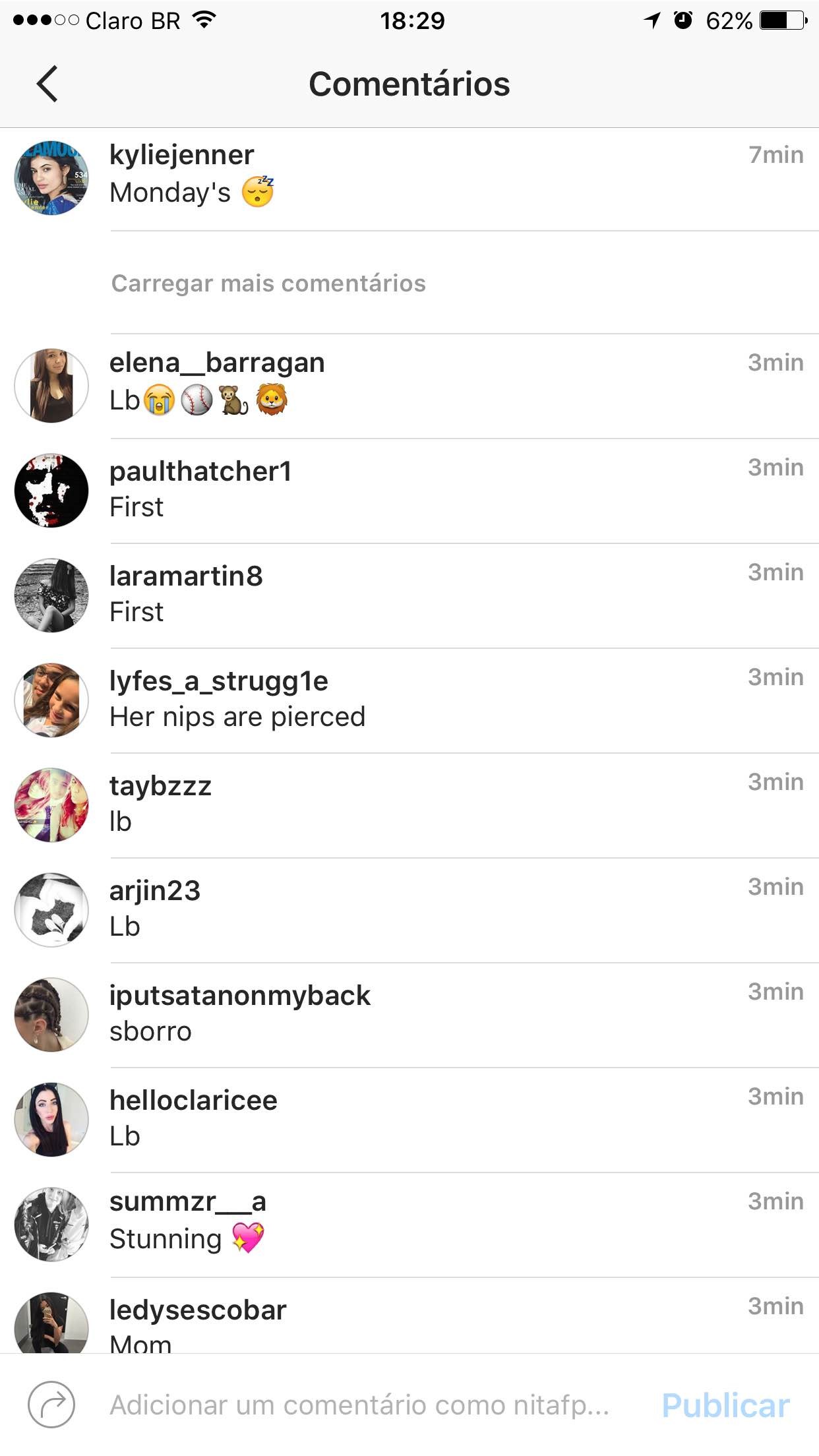 Os comentários também apontaram possíveis piercings nos mamilos (Foto: Reprodução/Instagram)