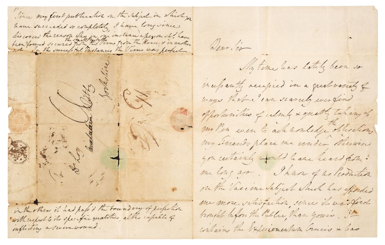 A carta de Edward Jenner era endereçada ao também médico John Glover Loy (Foto: Printed Books, Maps & Decorative Prints, Autographs, Documents, The Donald & Monique King Collection) A carta de Edward Jenner era endereçada ao também médico John Glover Loy (Foto: Printed Books, Maps & Decorative Prints, Autographs, Documents, The Donald & Monique King Collection)