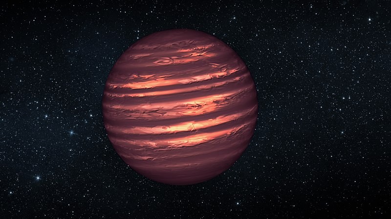 Representação artística da estrela anã marrom 2MASSJ22282889-431026; a cor vermelha indica que ela é mais fria (Foto: NASA/JPL-Caltech)