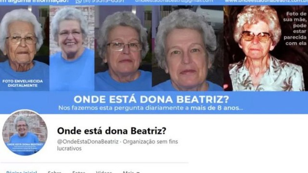 Filho de Beatriz criou página no Facebook em busca da mãe — Foto: Reprodução