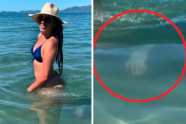 Monique Sicheter tirou foto em praia com mão fantasma (Foto: reprodução facebook)