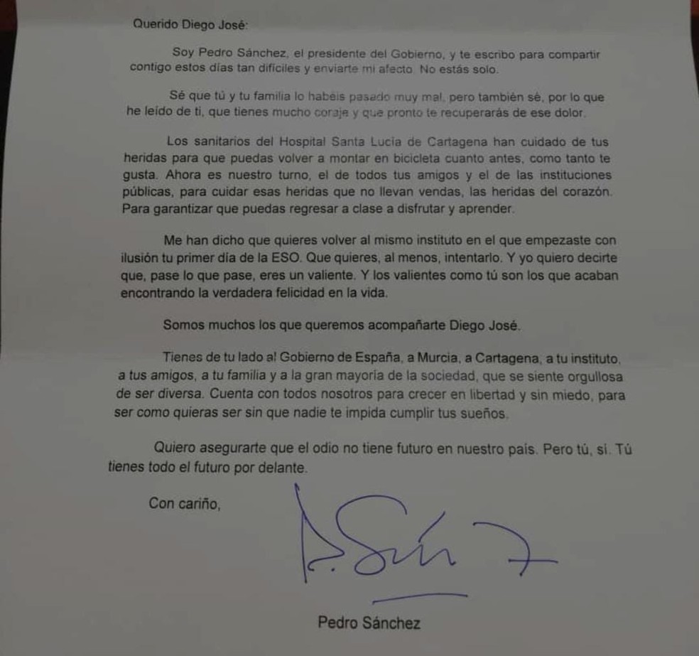 Primeiro Ministro Da Espanha Escreve Carta A Menino De 11 Anos Que Sofreu Agressao Mundo G1