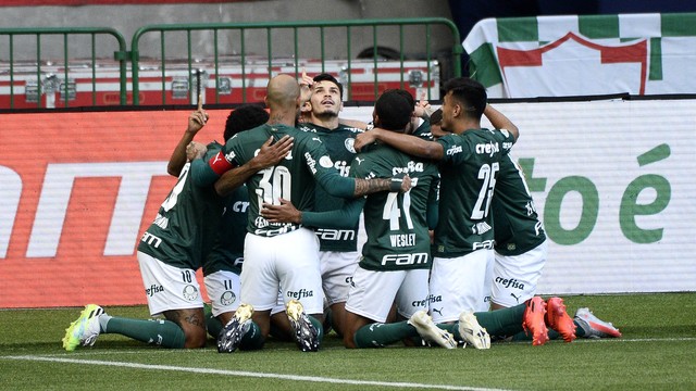 Comemoração do gol do Palmeiras contra o Atlético-MG